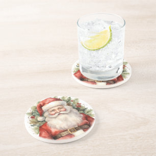 Weihnachten Weihnachten Weihnachtsmann Lächeln Getränkeuntersetzer