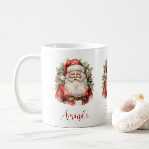 Weihnachten Weihnachten Weihnachtsmann Lächeln Kaffeetasse