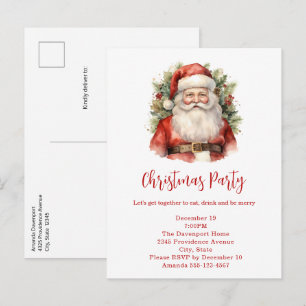 Weihnachten Weihnachten Weihnachtsmann Lächeln Par Einladungspostkarte
