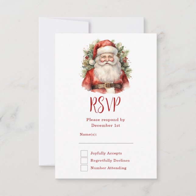 Weihnachten Weihnachten Weihnachtsmann Lächeln RSVP Karte (Vorderseite)