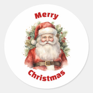 Weihnachten Weihnachten Weihnachtsmann Lächeln Runder Aufkleber