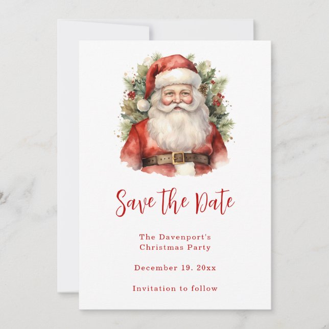 Weihnachten Weihnachten Weihnachtsmann Lächeln Save The Date (Vorderseite)
