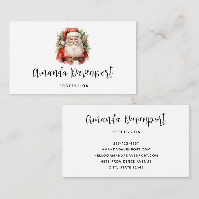Weihnachten Weihnachten Weihnachtsmann Lächeln Visitenkarte (Vorne/Hinten)