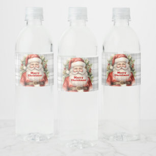 Weihnachten Weihnachten Weihnachtsmann Lächeln Wasserflaschenetikett