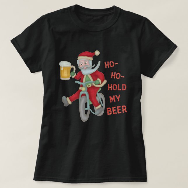 Weihnachten Weihnachten Weihnachtsmann meine Biere T-Shirt (Design vorne)