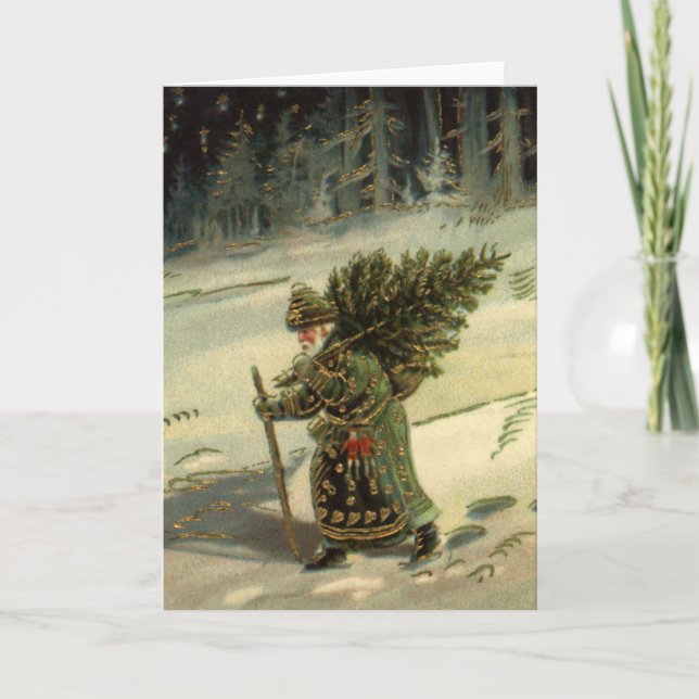 Weihnachten, Weihnachten, Weihnachtsmann mit einem Feiertagskarte (Vorderseite)