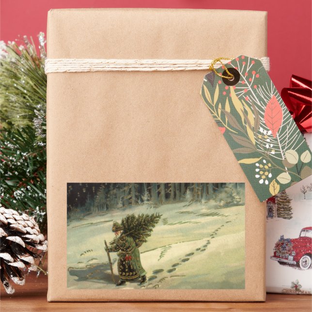 Weihnachten, Weihnachten, Weihnachtsmann mit einem Rechteckiger Aufkleber (Feiertag)