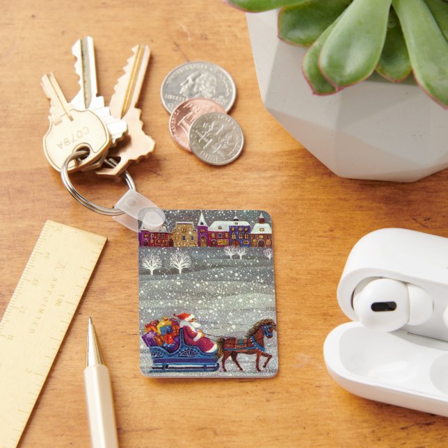 Weihnachten, Weihnachten, Weihnachtsmann, Pferd Op Schlüsselanhänger (Schreibtisch)