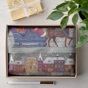 Weihnachten, Weihnachten, Weihnachtsmann, Pferd Op Seidenpapier