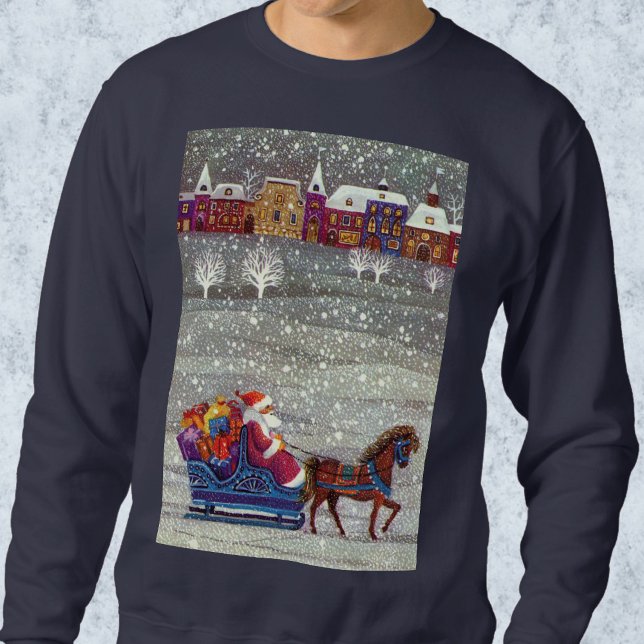 Weihnachten, Weihnachten, Weihnachtsmann, Pferd Op Sweatshirt (Von Creator hochgeladen)