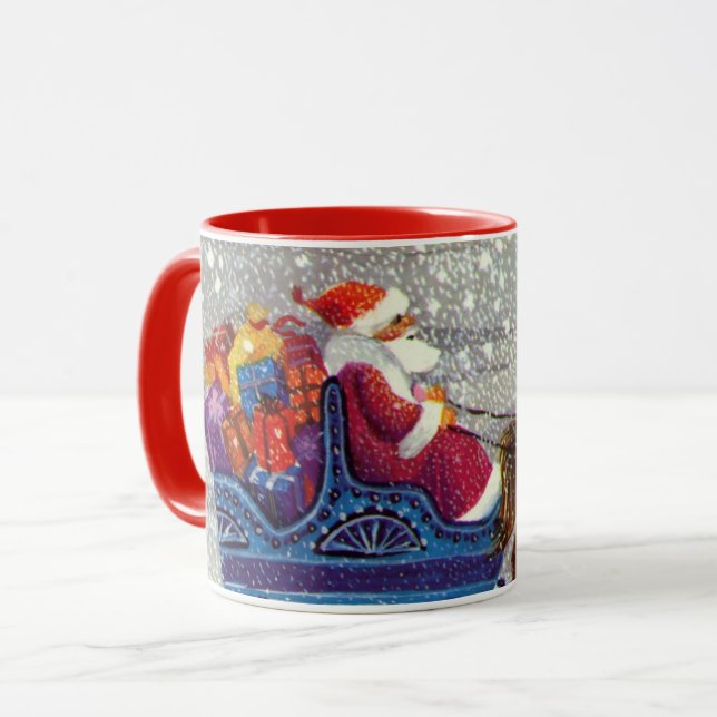 Weihnachten, Weihnachten, Weihnachtsmann, Pferd Op Tasse (Vorderseite Links)
