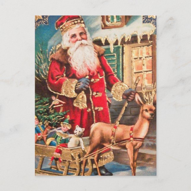 Weihnachten Weihnachten Weihnachtsmann Reindeer Po Postkarte (Vorderseite)