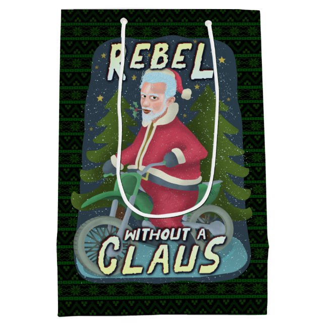 Weihnachten Weihnachten Weihnachtsmann-Spaß Motorr Mittlere Geschenktüte (Rückseite)