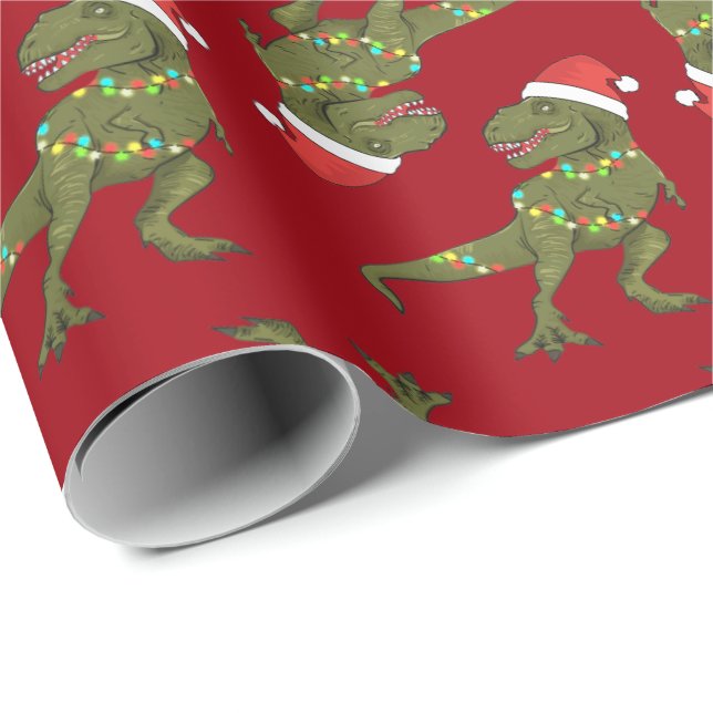 Weihnachten Weihnachten Weihnachtsmarkt T-Rex Weih Geschenkpapier (Rolleneckpunkt)