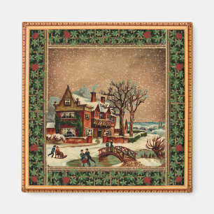 Weihnachten Weihnachten Winter fröhlich Retro stil Magnet