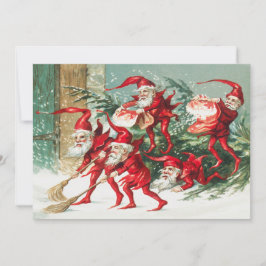 Weihnachten Weihnachtselfen fegen Schnee Urlaub