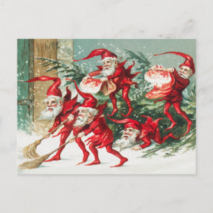 Weihnachten Weihnachtselfen fegen Schnee Urlaub