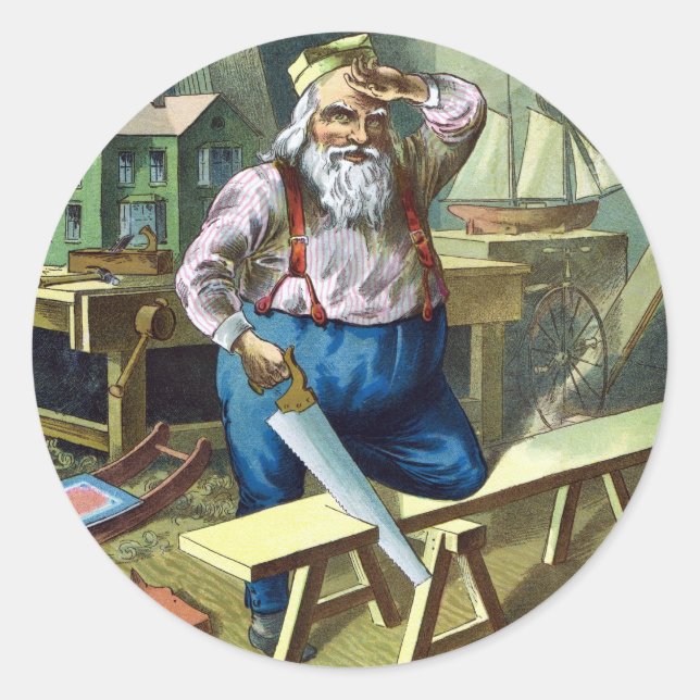 Weihnachten, Weihnachtsfeiertag, Gebäude Spielzeug Runder Aufkleber (Vorderseite)