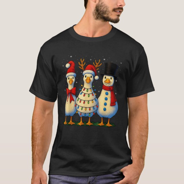 Weihnachten Weihnachtsgoose Albern Merry Goose Wei T-Shirt (Vorderseite)