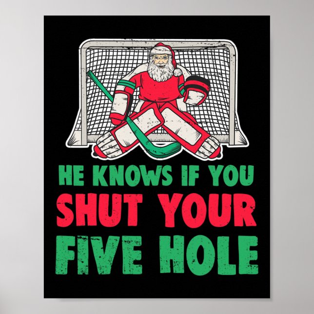 Weihnachten Weihnachtshockey Goaltender Goalie 1 Poster (Vorne)