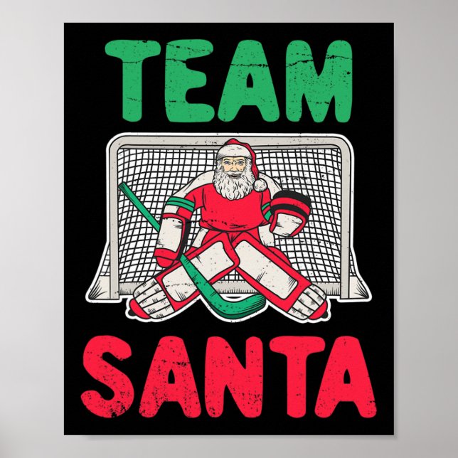 Weihnachten Weihnachtshockey Goaltender Goalie 2 Poster (Vorne)