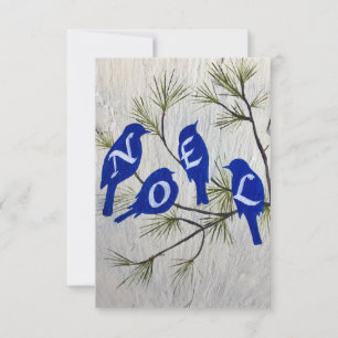 "WEIHNACHTEN" Weihnachtskarte mit Blauen Vögeln Dankeskarte