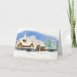 Weihnachten / Weihnachtskarte: Snowy Village Aquar