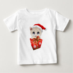 Weihnachten Weihnachtskitten mit Geschenk Baby T-shirt