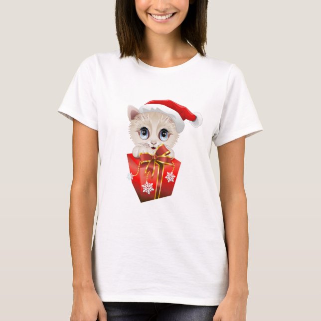 Weihnachten Weihnachtskitten mit Geschenk T-Shirt (Vorderseite)