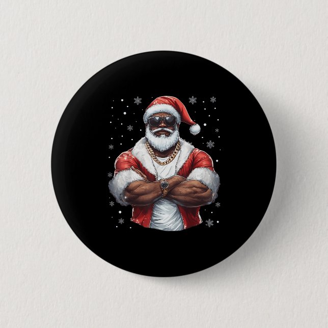 Weihnachten Weihnachtsklaus Xmas Cool Black Africa Button (Vorderseite)