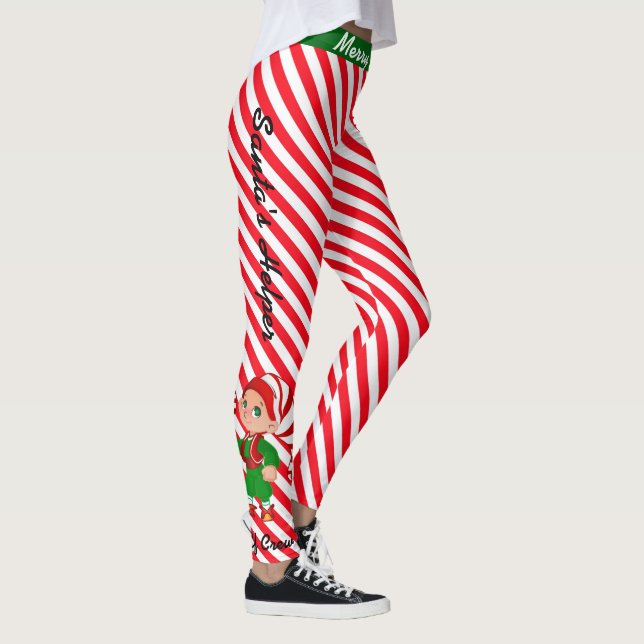 Weihnachten Weihnachtsmann-Elf-Crew Süßigkeiten St Leggings (Rechts)
