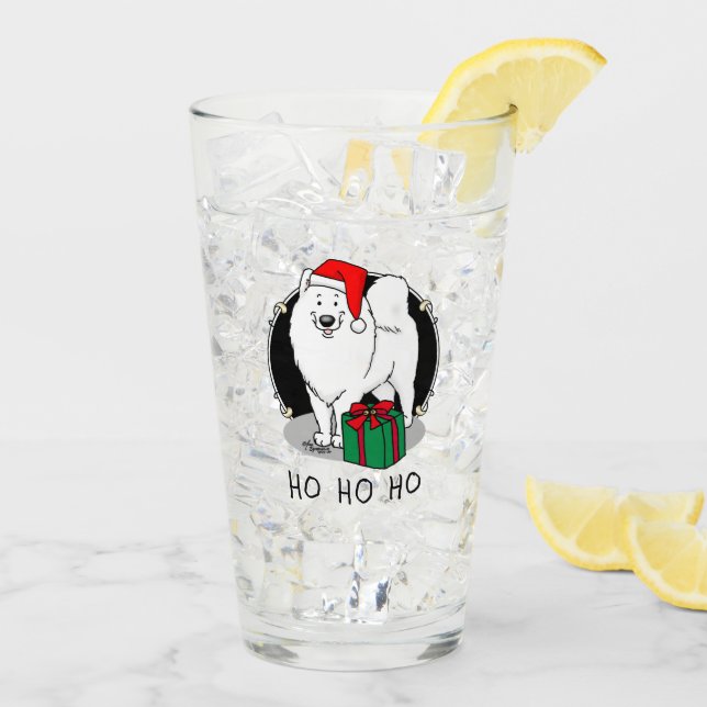 Weihnachten Weihnachtsmann Hat Samoyed Dog Funny Glas (Rückseite Ice)
