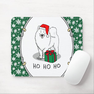 Weihnachten Weihnachtsmann Hat Samoyed Dog Funny Mousepad