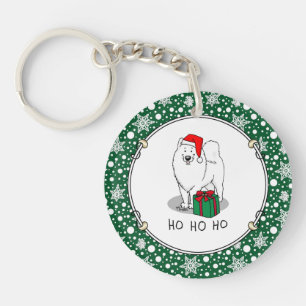 Weihnachten Weihnachtsmann Hat Samoyed Dog Funny Schlüsselanhänger