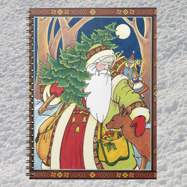 Weihnachten, Weihnachtsmann, Hirsch im Wald Notizblock (Von Creator hochgeladen)