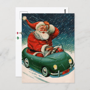 Weihnachten, Weihnachtsmann im Niedlichen Auto Postkarte