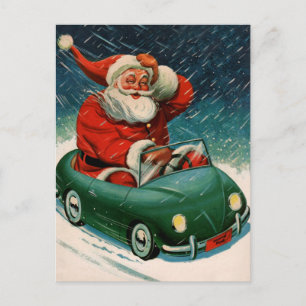 Weihnachten, Weihnachtsmann im Niedlichen Auto Postkarte