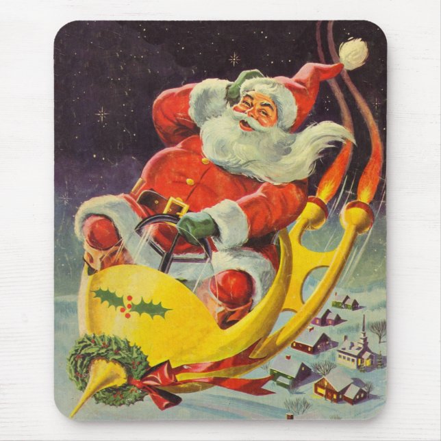 Weihnachten, Weihnachtsmann in einem Raumschiff Mousepad (Vorne)