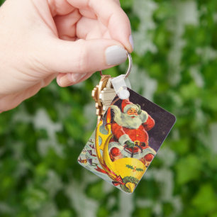 Weihnachten, Weihnachtsmann in einem Raumschiff Schlüsselanhänger