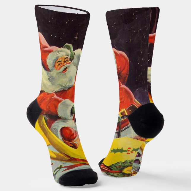 Weihnachten, Weihnachtsmann in einem Raumschiff Socken (Gewinkelt)