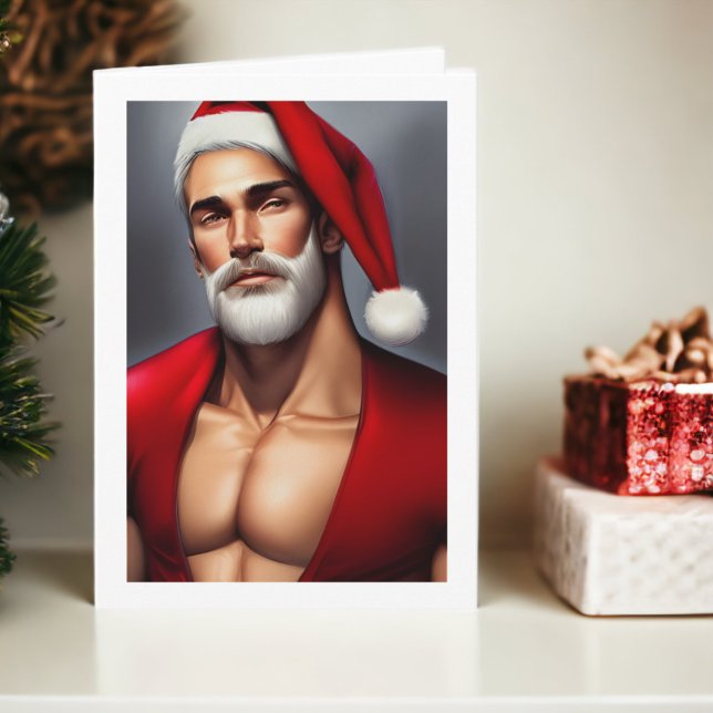 Weihnachten Weihnachtsmann Karte (Hot Christmas Santa Claus Card from Ricaso. A sexy white bearded man dressed as Santa.)