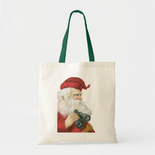 Weihnachten, Weihnachtsmann mit Binokularen Tragetasche