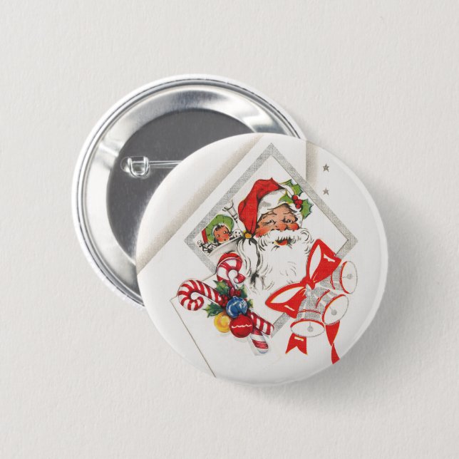 Weihnachten, Weihnachtsmann mit Candy Canes Button (Vorne & Hinten)