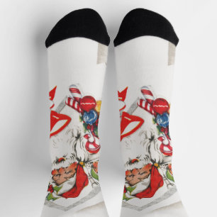 Weihnachten, Weihnachtsmann mit Candy Canes Socken