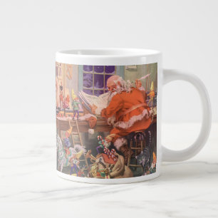 Weihnachten, Weihnachtsmann mit Elfen Workshop Jumbo-Tasse
