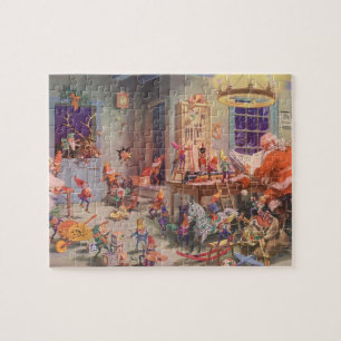 Weihnachten, Weihnachtsmann mit Elfen Workshop Puzzle