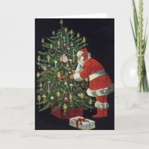 Weihnachten, Weihnachtsmann mit Geschenken Feiertagskarte