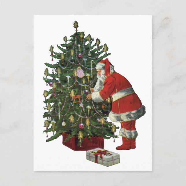 Weihnachten, Weihnachtsmann mit Geschenken Feiertagspostkarte (Vorderseite)