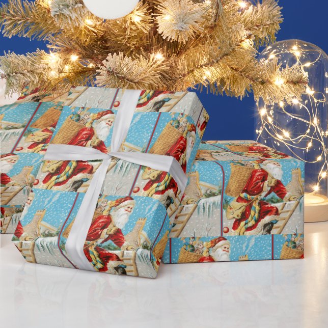 Weihnachten Weihnachtsmann mit Geschenken Geschenkpapier (Feiertage)