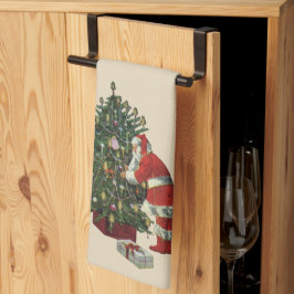 Weihnachten, Weihnachtsmann mit Geschenken Geschirrtuch
